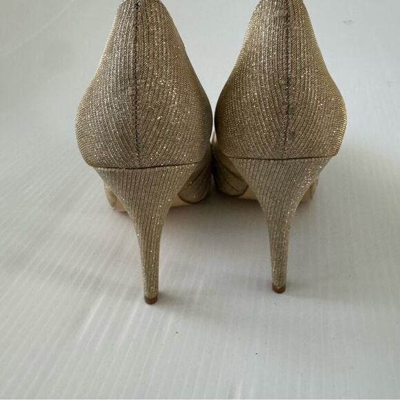 Lulu Townsend dressy metallic colored peep toe heels size 7.5 - Picture 4 of 9